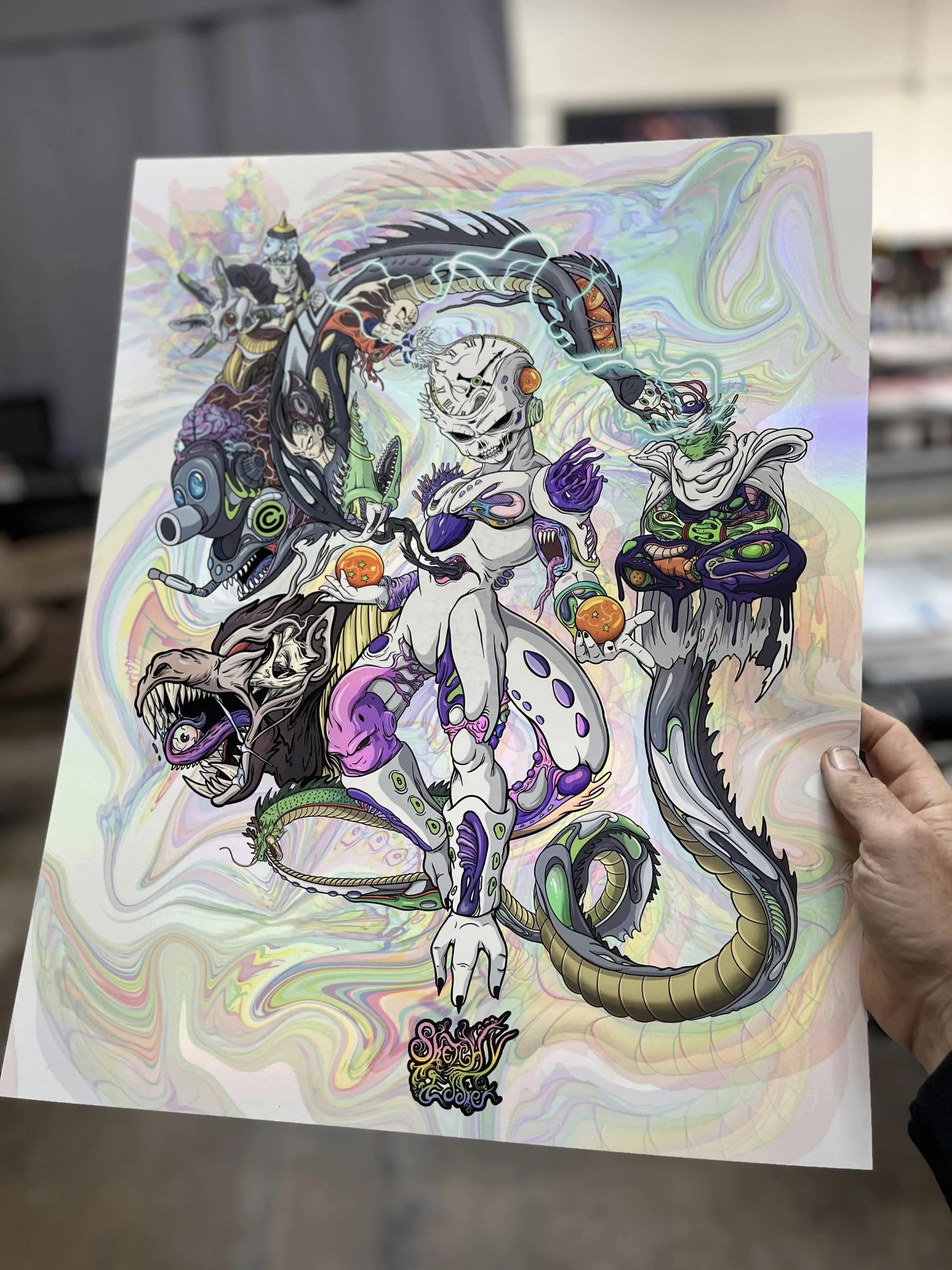 Limited Edition Dragon Ball Z Holofoil Print by Sketchy Eddie